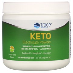 Кето-електролітний порошок, без цукру, зі смаком лимона і лайма, Keto Electrolyte Powder, Sugar Free, Lemon Lime Flavor, Trace Minerals Research, 330 г