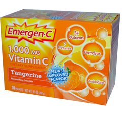 Вітамін C, Ароматизована шипучка, мандарин, 1000 мг, Emergen-C, 30 пакетиків по 9,4 г кожен