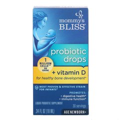 Капли с пробиотиком + витамин D, Mommy's Bliss, 0,34 жидкие унции (10 мл) купить в Киеве и Украине