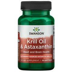 Олія криля і астаксантин, Krill Oil,Astaxanthin, Swanson, 30 капсул
