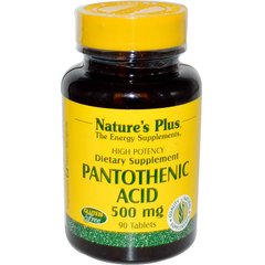Пантотеновая кислота Natures Plus (Pantothenic acid) 500 мг 90 таблеток купить в Киеве и Украине