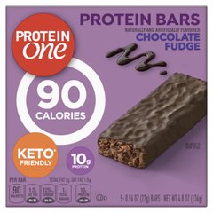 Protein One, Протеїнові батончики, шоколадна помадка, 5 батончиків по 0,96 унції (27 г) кожен