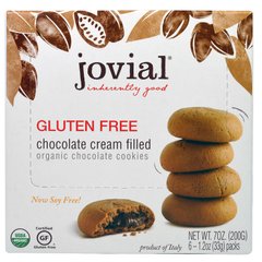 Органічне шоколадне печиво з начинкою з шоколадного крему, без глютену, Jovial, 6 пакетиків по 1,2 унції (33 г)