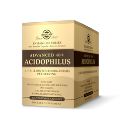 Пробиотики улучшенный ацидофилус 40+ Solgar (Advanced 40+ Acidophilus) 120 вегетарианских капсул купить в Киеве и Украине