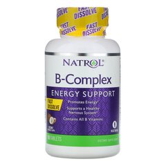 Комплекс вітамінів групи B, швидкорозчинні, натуральний кокосовий смак, B-Complex Fast Dissolve, Natrol, 90 таблеток