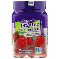 Органічні чоловічі мультивітаміни, свіжа полуниця, VitaFusion, 90 вегетаріанських жувальних цукерок