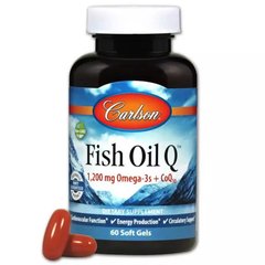 Омега-3 та коензим Q10 Carlson Labs (Fish Oil Q) 1200 мг 60 гелевих капсул