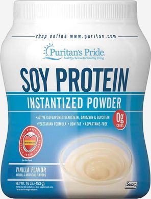 Соєвий протеїн порошок ванілі, Soy Protein Powder Vanilla, Puritan's Pride, 454 г