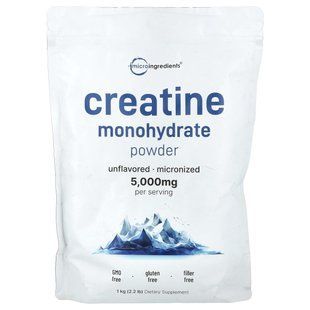 Micro Ingredients, Creatine Monohydrate Powder, Unflavored, 2.2 lb (1 kg) купить в Киеве и Украине