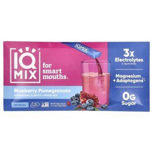 IQBAR, IQMIX&reg;, Hydration + Clarity + Mood Mix, Blueberry Pomegranate, 20 Sticks, 0.28 oz (8 g) Each