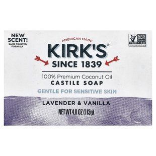 Kirk's, Castile Bar Soap, For Sensitive Skin, Lavender & Vanilla, 4 oz (113 g) купить в Киеве и Украине