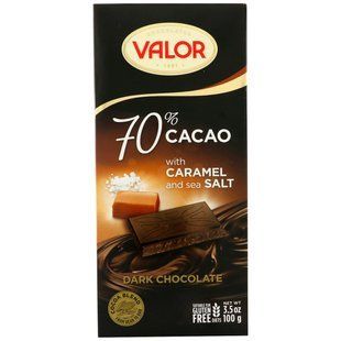 Dark chocolate, 70% cocoa, with caramel and sea salt, Valor, 100 g