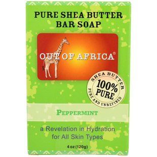 Кусковое мыло из чистого масла дерева ши, с мятой, Out of Africa, 4 унции (120 г) купить в Киеве и Украине