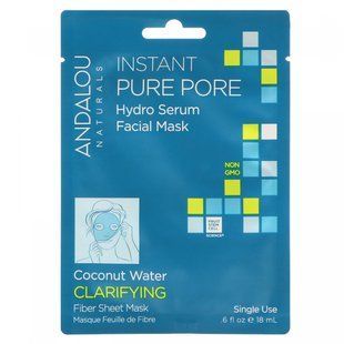 Fabric Face Mask with Hydro Serum Pore Purification Andalou Naturals 18 ml.