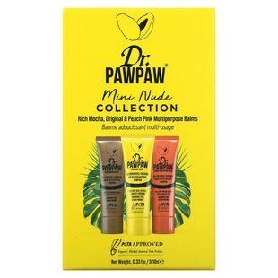 PAWPAW, Mini Nude Collection, Багатоцільові бальзами, Riche Mocha, Original та Peach Pink, 3 шт. В упаковці