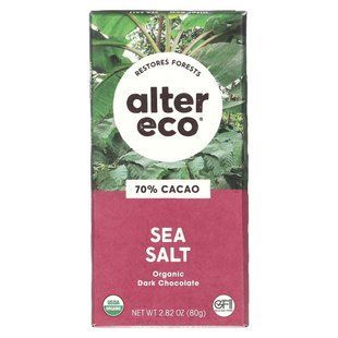 Organic chocolate, dark with sea salt, Alter Eco, 80 g