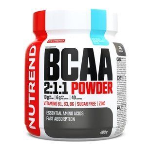 Аминокислоты БЦАА 2:1:1 вкус ледяной голубой малины Nutrend (BCAA 2:1:1 Powder) 400 г купить в Киеве и Украине
