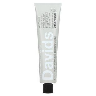 Davids, Premium Natural Toothpaste, Peppermint + Charcoal, 5.25 oz (149 g) купить в Киеве и Украине