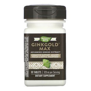 Гинкго Билоба Nature's Way (Ginkgold Max Memory & Concentration) 120 мг 30 таблеток купить в Киеве и Украине