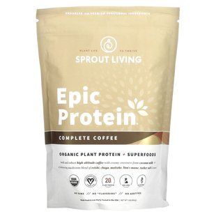 Органический растительный белок + суперпродукты, кофейный гриб, Epic Protein, Organic Plant Protein + Superfoods, Coffee Mushroom, Sprout Living, 494 г купить в Киеве и Украине