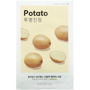 Missha, Тканинна маска Airy Fit Beauty Sheet Mask, картопля, 1 лист, 19 г