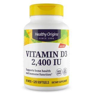 Витамин D3 с маслом МСТ, Vitamin D3, Healthy Origins, 2400 МЕ, 120 гелевых капсул купить в Киеве и Украине