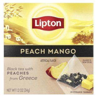 Lipton, Peach Mango Black Tea, 20 Pyramid Tea Bags, 1.2 oz (34 g)