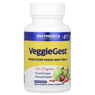Ферменти для перетравлення рослинної клітковини, VeggieGest, Enzymedica, 60 капсул