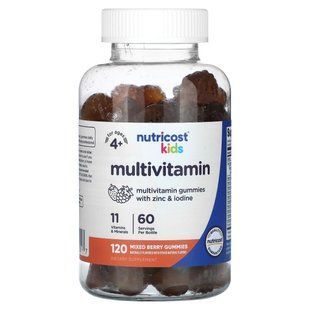 Nutricost, Kids, Multivitamin Gummies, For Ages 4+, Mixed Berry, 120 Gummies купить в Киеве и Украине