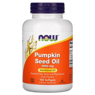 Тыквенное масло Now Foods (Pumpkin Seed Oil) 1000 мг 100 капсул купить в Киеве и Украине