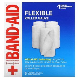 Band Aid, Flexible Rolled Gauze , 5 Rolls купить в Киеве и Украине