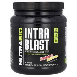 Intra Blast, заряд аминокислот для восстановления после тренировки, клубника с лимоном, NutraBio Labs, 740 г купить в Киеве и Украине