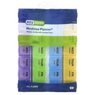 Ezy Dose, Щотижня 4 рази на день із закругленим дном, великий планер Medtime, 1 шт