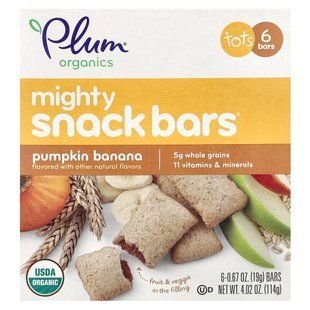 Полезные закусочные батончики с тыквой и бананом, Plum Organics, 6 батончиков, каждый по 0,67 унц. (19 г.) купить в Киеве и Украине