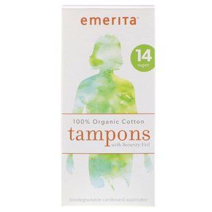 Тампоны из100% органического хлопка с защитной оболочкой, супер, Emerita, 14 тампонов купить в Киеве и Украине