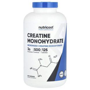 Nutricost, Performance, Creatine Monohydrate, 3 g, 500 Capsules (0.75 g Per Capsule) купить в Киеве и Украине