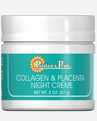 Натуральний колаген і плацента нічний крем, Natural Collagen and Placenta Night Creme, Puritan's Pride, 59 мл