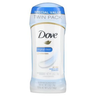 Solid deodorant, leaving no marks, &ldquo;Original purity&rdquo;, Dove, 2 pcs. of 74 g