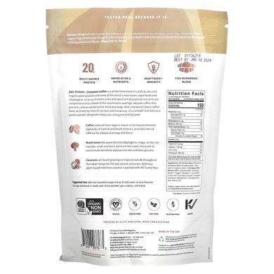 Органический растительный белок + суперпродукты, кофейный гриб, Epic Protein, Organic Plant Protein + Superfoods, Coffee Mushroom, Sprout Living, 494 г купить в Киеве и Украине
