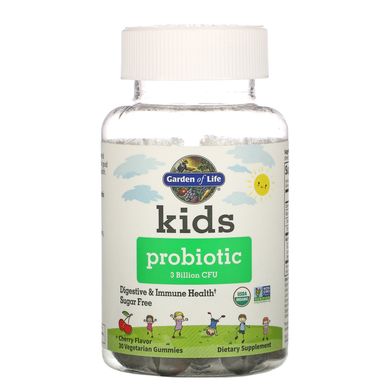 Дитячий пробіотик зі смаком вишні Garden of Life (Kids Probiotic) 3 мільярди КУО 30 жувальних цукерок