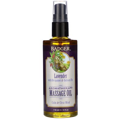 Ароматичне масло для масажу лаванда з бергамотом і ялицею Badger Company (Massage Oil) 118 мл