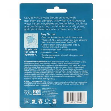 Тканинна маска для обличчя з гідросивороткой очищення пір Andalou Naturals (Hydro Serum Facial Mask) 18 мл