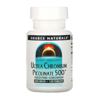 Ультра піколинат хрому, Ultra Chromium Picolinate, Source Naturals, 500, 500 мкг, 120 таблеток