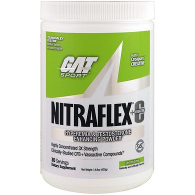 Nitraflex + C, лимон-лайм, GAT, 14,8 унцій (420 г)