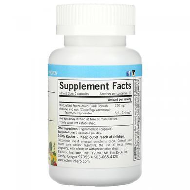 Eclectic Institute, Black Cohosh, 370 mg, 100 vegetarian capsules non-GMO
