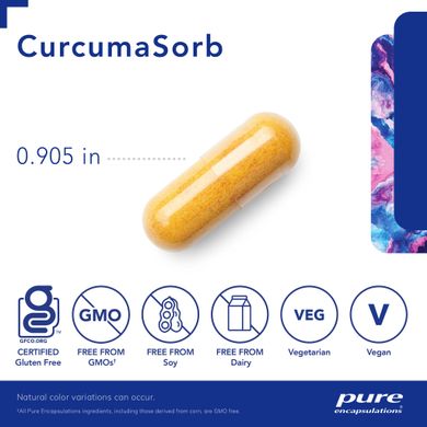 Фитосомы куркумина Pure Encapsulations (CurcumaSorb) 250 мг 180 капсул купить в Киеве и Украине