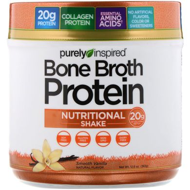 Поживний коктейль з кістковим бульйоном Purely Inspired (Bone Broth Protein) 363 г зі смаком ванілі