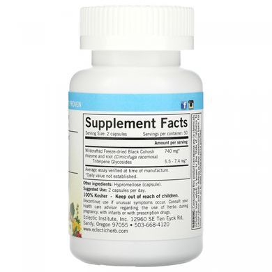 Eclectic Institute, Black Cohosh, 370 mg, 100 vegetarian capsules non-GMO