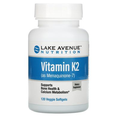 Витамин К2, Менахинон-7, Vitamin K2, Menaquinone-7, Lake Avenue Nutrition, 50 мкг, 120 вегетарианских капсул купить в Киеве и Украине