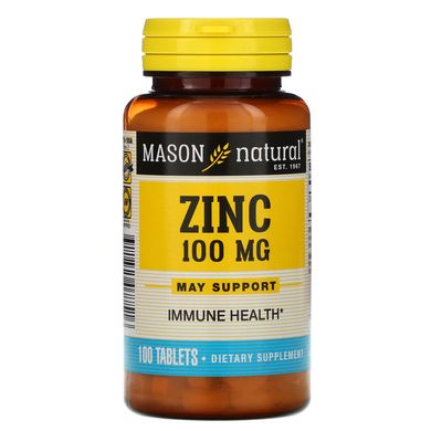 Цинк, Mason Natural, 100 мг, 100 таблеток